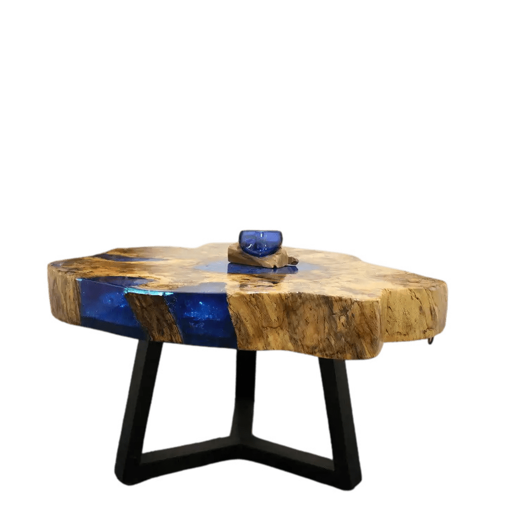 Ancient Wisdom Wooden Coffee Table - Natural Tamarind Wood and Resin - Aqua and Sky Blue Furniture > Tables > Accent Tables > Coffee Tables > Wooden Coffee Table > Natural Tamarind Wood and Resin Accent Tables > Aqua and Sky Blue Coffee Tables emmy-jane-boutique.myshopify.com