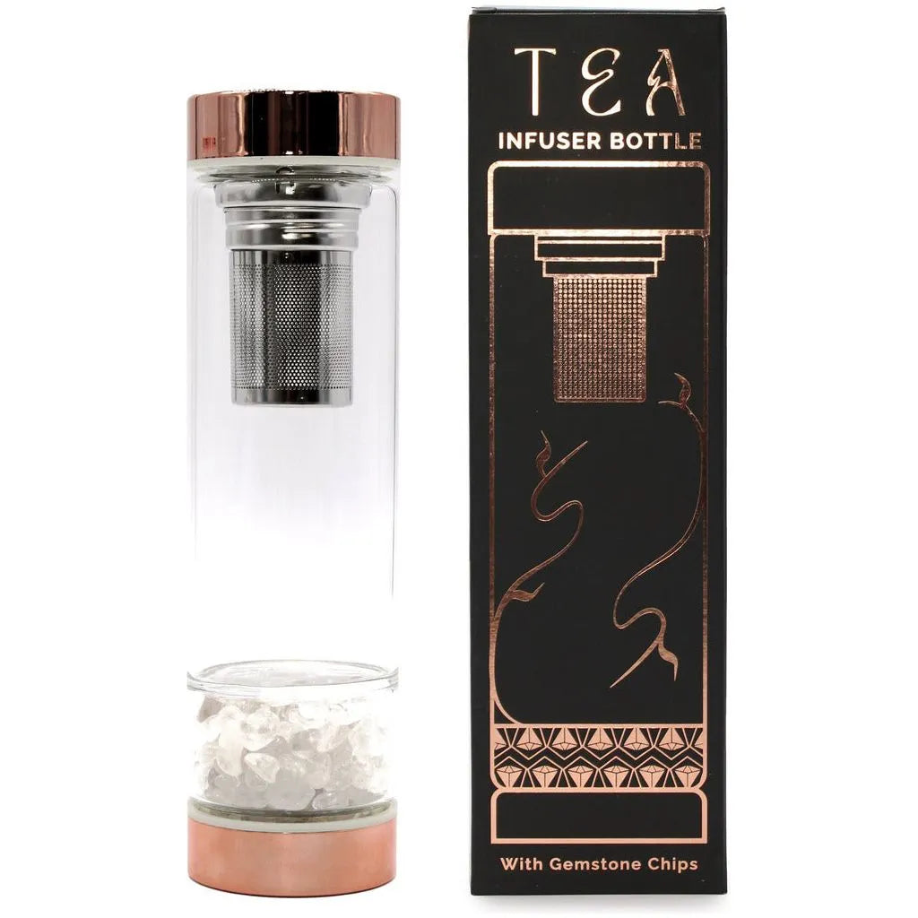 Ancient Wisdom Crystal Glass Tea Infuser Bottle - Glass Water Bottle with Gemstones Home & Garden > Kitchen & Dining > Tableware > Coffee Servers & Tea Pots > Tea Infuser bottles > Crystal Glass Tea Infuser Bottle emmy-jane-boutique.myshopify.com
