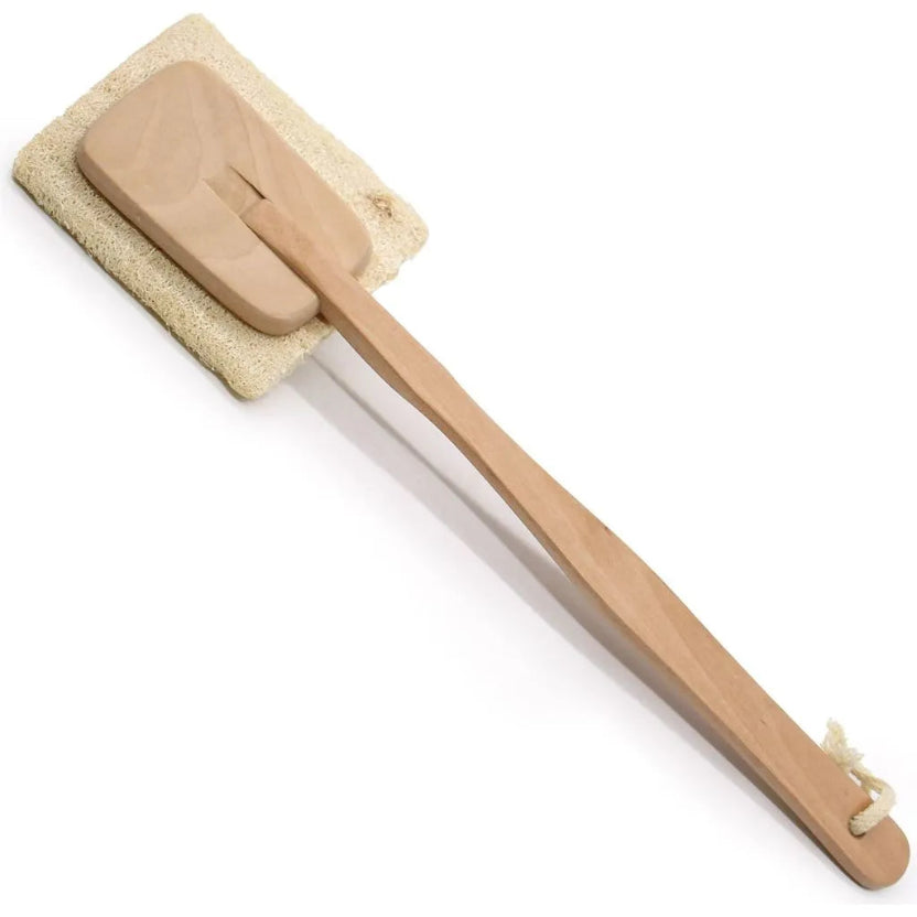 Ancient Wisdom Sustainable Hemu Wood & Loofah Long Handle Bath & Shower Brush Health & Beauty > Personal Care > Cosmetics > Bath & Body > Bath Brushes > Wooden Body Brushes emmy-jane-boutique.myshopify.com