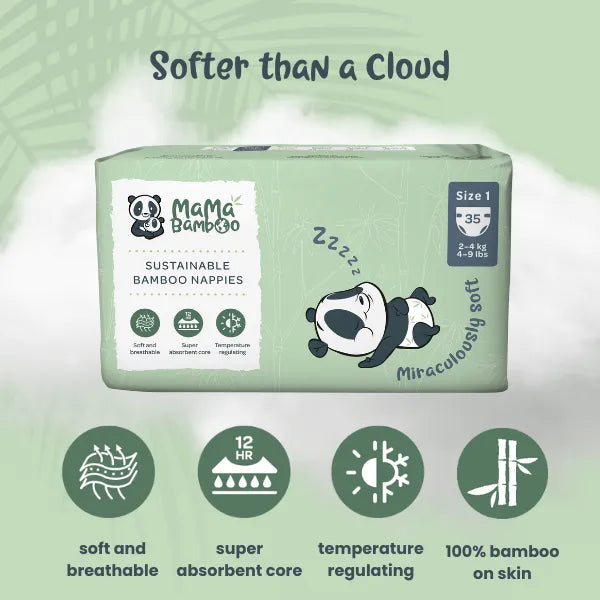 Mama Bamboo Biodegradable Nappies Mama Bamboo Sustainable Nappies DS Baby & Toddler > Diapering > Nappies > Eco-Friendly Nappies > Biodegradable Nappies > Mama Bamboo Sustainable Napies emmy-jane-boutique.myshopify.com