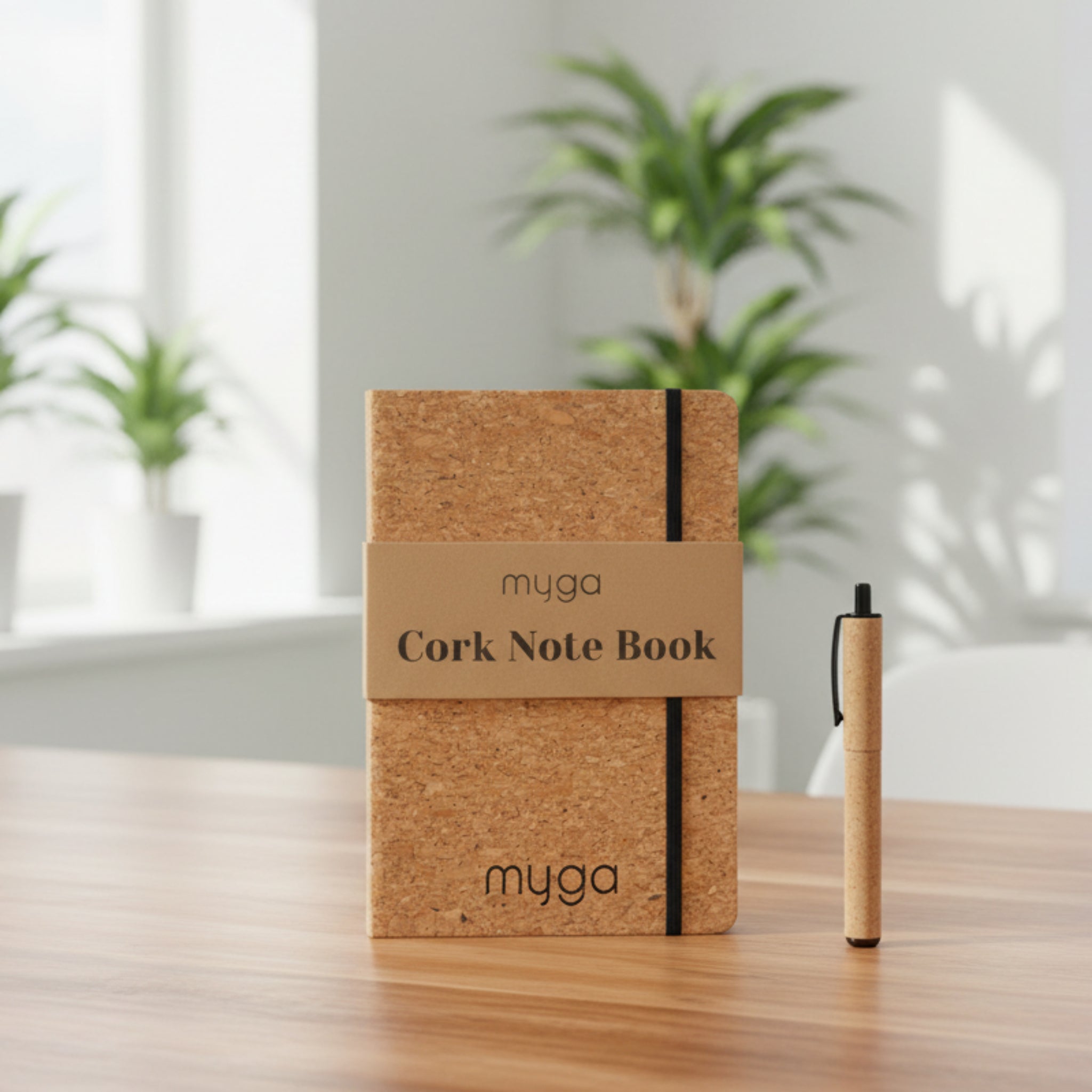 Eco-Friendly Cork Notebook Lined A5 Elastic Closure