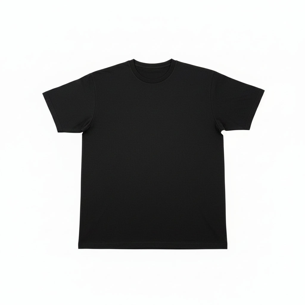 Plain black t-shirt on a white background