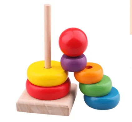 Emmy Jane Educational Wooden Rainbow Tower Stacking Rings Baby & Toddler > Baby Toys & Activity Equipment > Baby Activity Toys > Wooden Toys For Toddlers > Rainbow Stack Towers and Worm Puzzles emmy-jane-boutique.myshopify.com