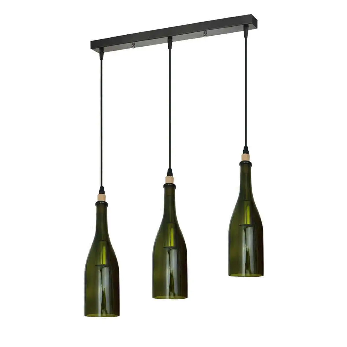 LEDSone Industrial Wine Bottle Cluster Pendant Light - 3 Glass Lampshade Home & Garden > Lighting > Lighting Fixtures > Ceiling Light Fixtures > Ceiling Lights > Pendant Lights > Glass Bottle Lights emmy-jane-boutique.myshopify.com