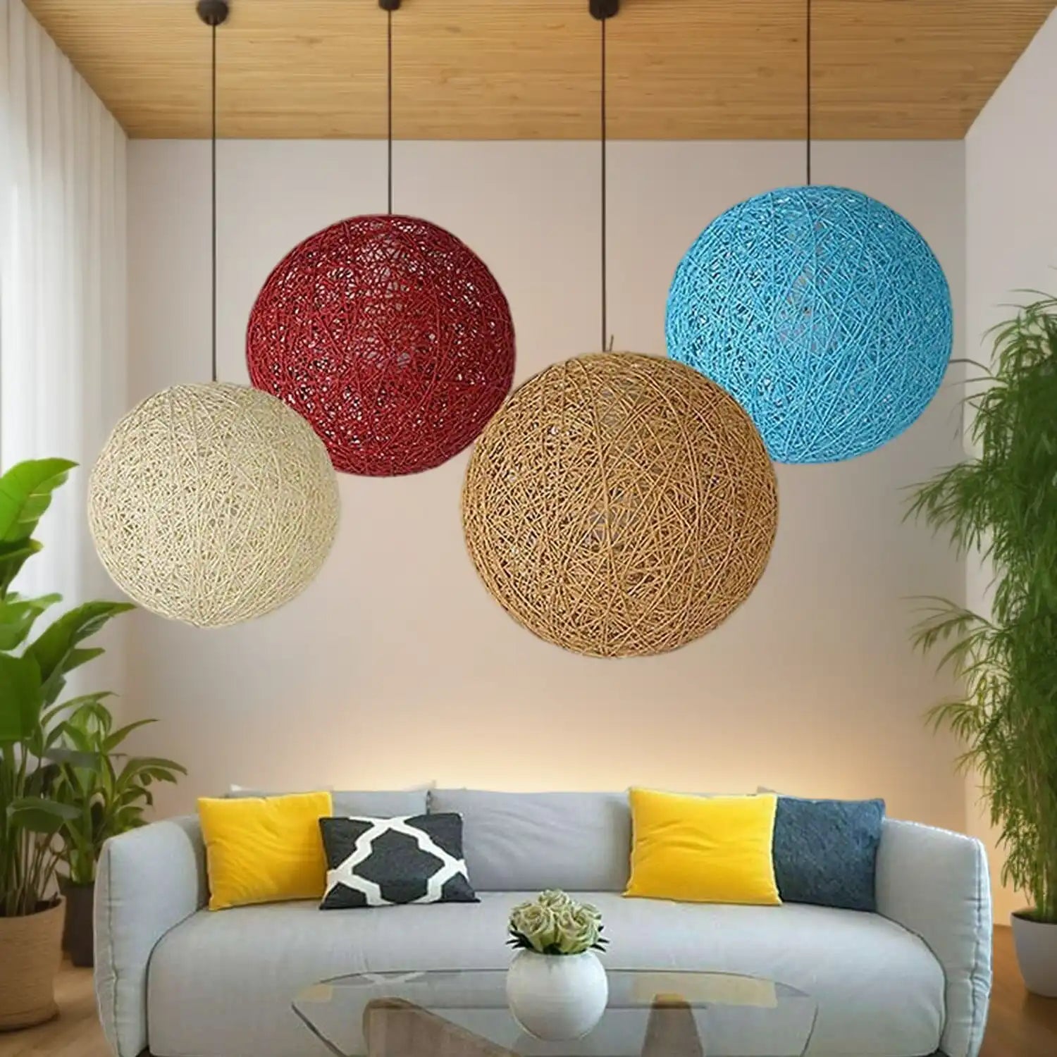LEDSone Rattan Wicker Globe Pendant Light - 7 Colours Home & Garden > Lighting > Lighting Fixtures > Ceiling Light Fixtures > Bamboo Ceiling Lights > Rattan Ceiling Lights > Pendant Lights > Bamboo Lights emmy-jane-boutique.myshopify.com