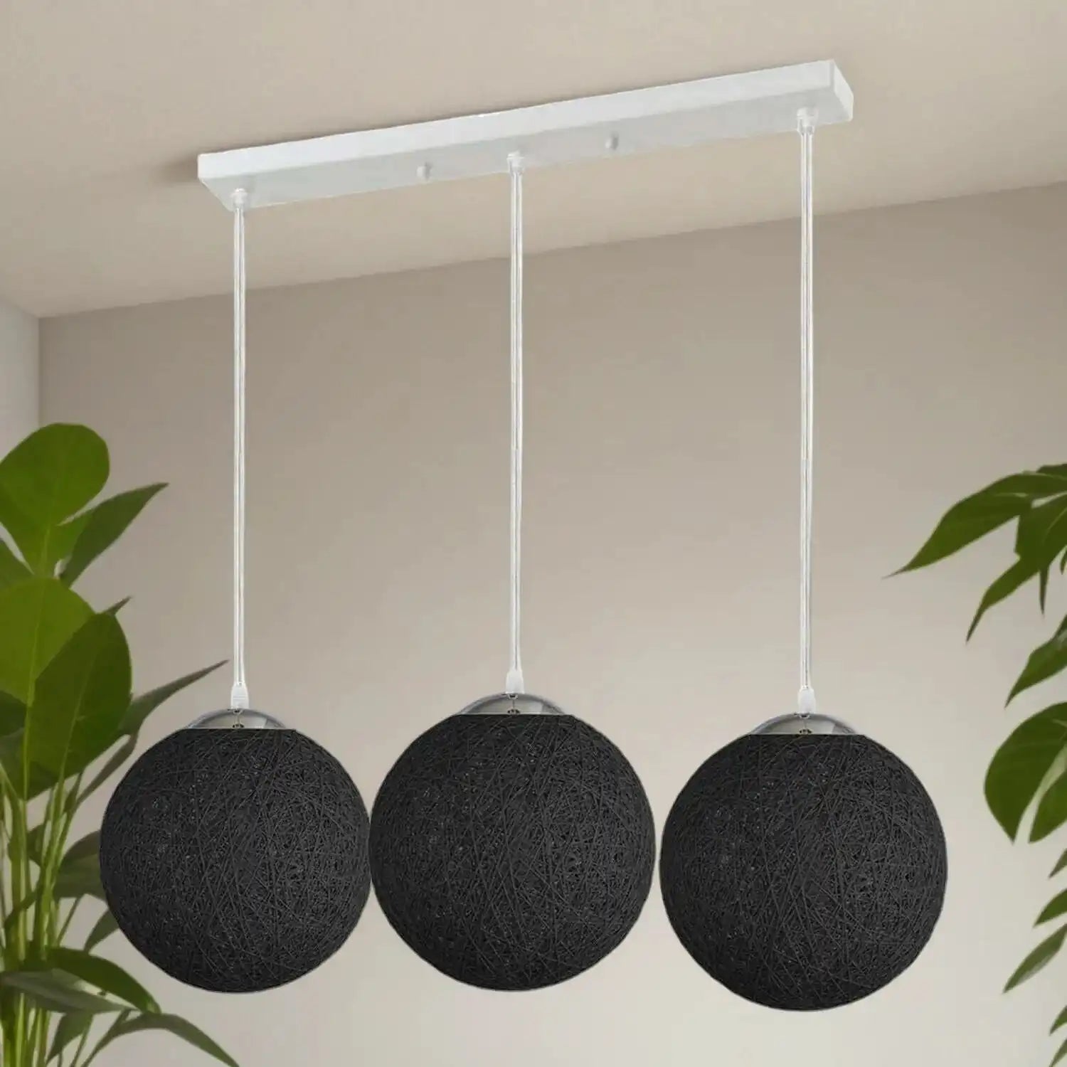 LEDSone Woven Bamboo Rattan Pendant Light -Black 3 Outlet Lighting Fixture Home & Garden > Lighting > Lighting Fixtures > Ceiling Light Fixtures > Bamboo Ceiling Lights > Black Ceiling Lights > Pendant Lights > Bamboo Lights emmy-jane-boutique.myshopify.com