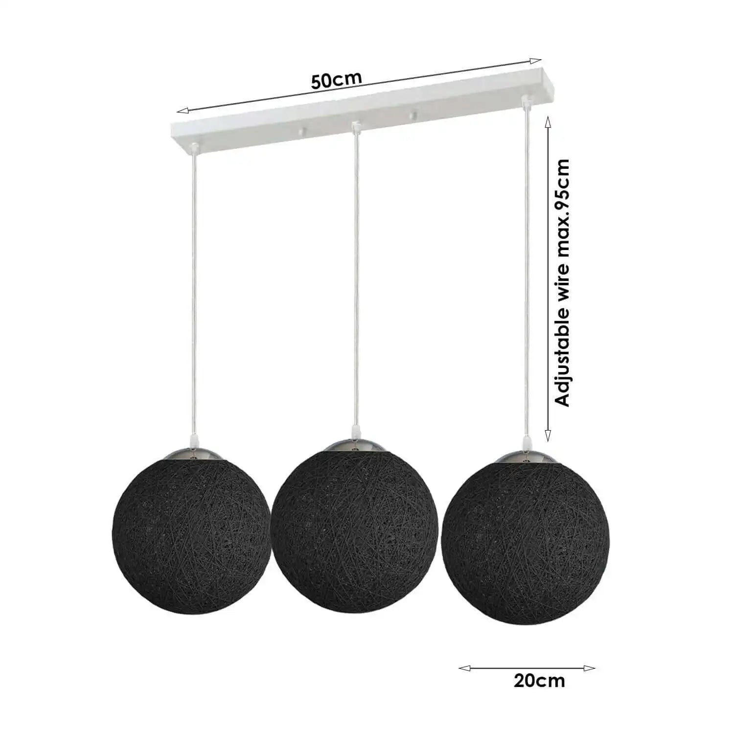 LEDSone Woven Bamboo Rattan Pendant Light -Black 3 Outlet Lighting Fixture Home & Garden > Lighting > Lighting Fixtures > Ceiling Light Fixtures > Bamboo Ceiling Lights > Black Ceiling Lights > Pendant Lights > Bamboo Lights emmy-jane-boutique.myshopify.com