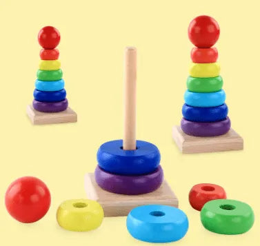 Emmy Jane Educational Wooden Rainbow Tower Stacking Rings Baby & Toddler > Baby Toys & Activity Equipment > Baby Activity Toys > Wooden Toys For Toddlers > Rainbow Stack Towers and Worm Puzzles emmy-jane-boutique.myshopify.com