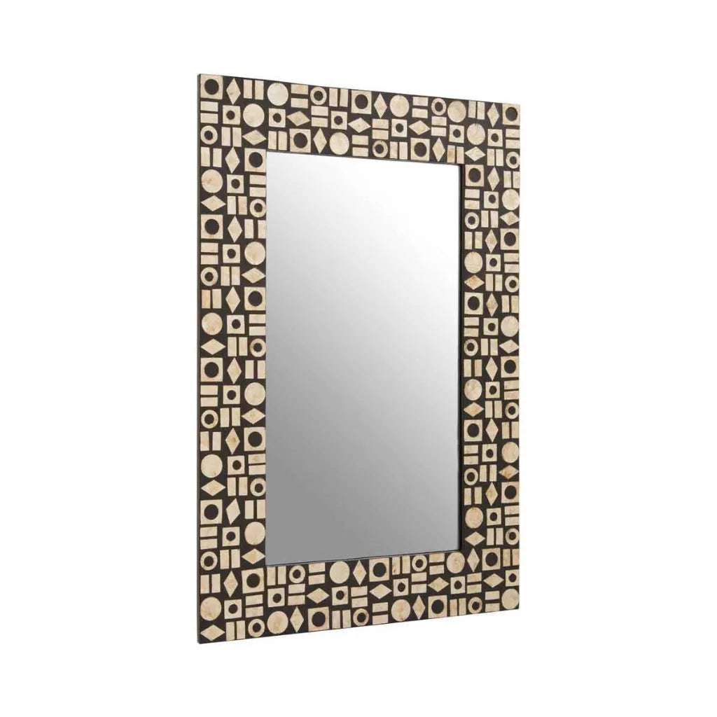 Orsina Black Wall Mirror Resin with Shell Inlay Geometric Design Home & Garden > Decor > Mirrors > Palu Black Wall Mirror with Shell Inlay emmy-jane-boutique.myshopify.com