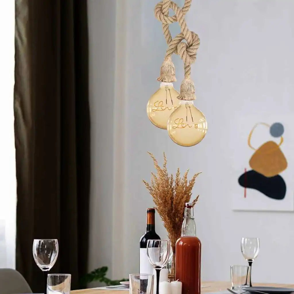 LEDSone Double Head Hemp Rope Pendant Light Home & Garden > Lighting > Lighting Fixtures > Ceiling Light Fixtures > Ceiling Lights > Pendant Lights > Hemp Rope Lights emmy-jane-boutique.myshopify.com