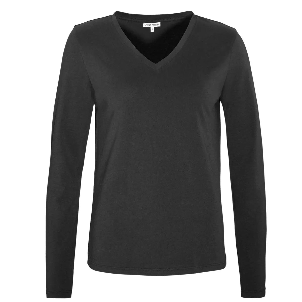 Black long-sleeve shirt on a white background