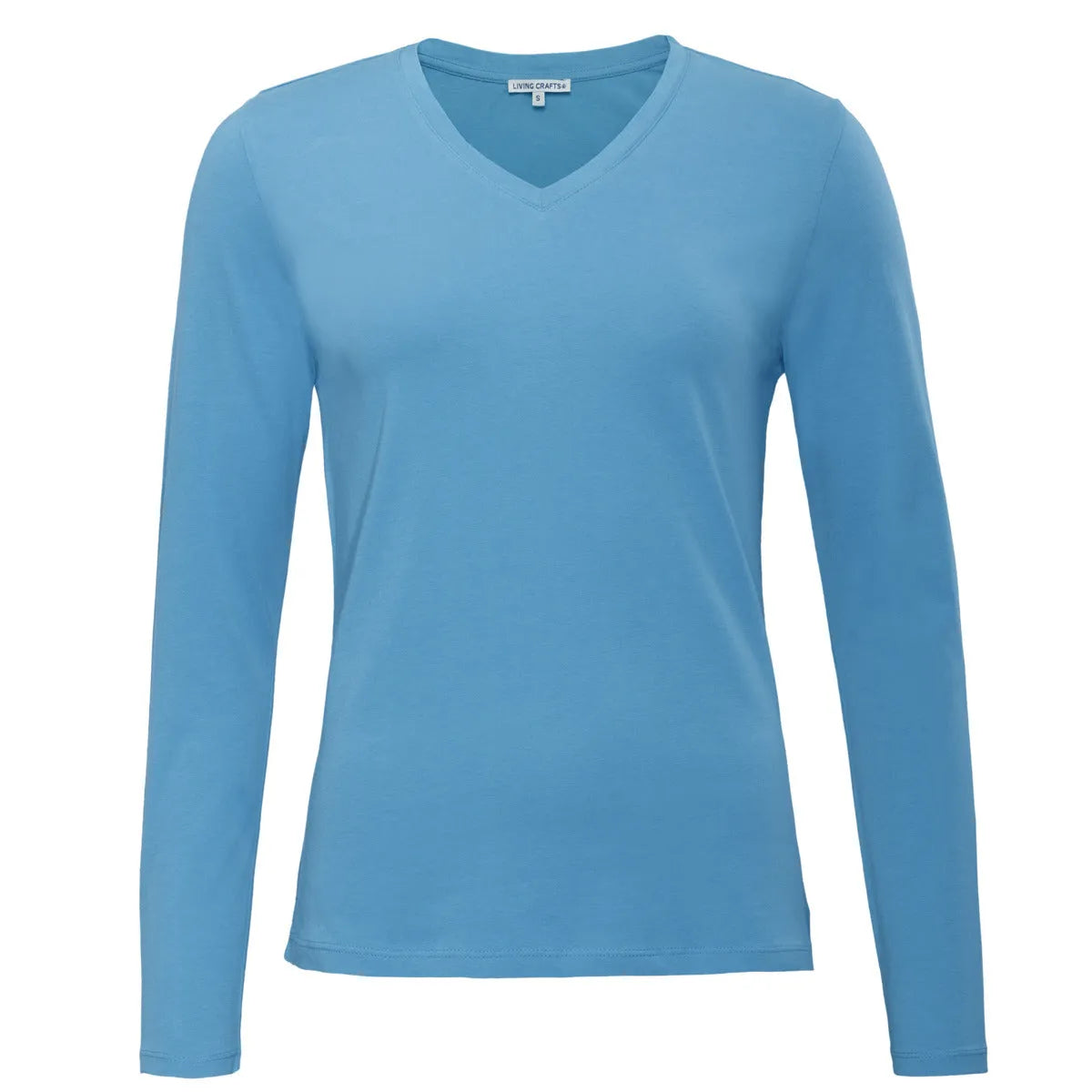 Blue long-sleeve shirt on a white background