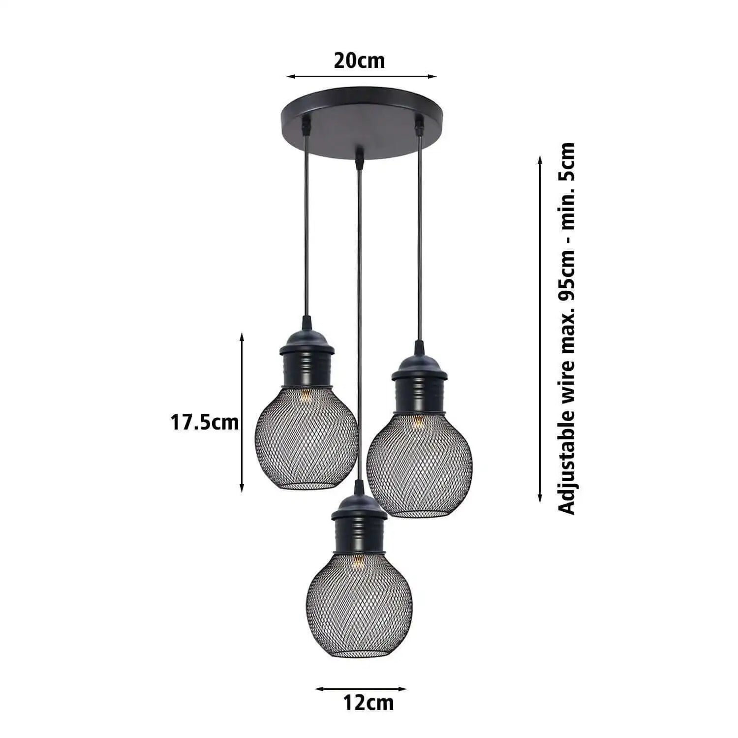 LEDSone 3 Head Retro Industrial Loft Cage Ceiling Pendant Light Home & Garden > Lighting > Lighting Fixtures > Ceiling Light Fixtures > Wire Cage Lights >3 Head Retro Industrial Loft Cage Ceiling Pendant Lights emmy-jane-boutique.myshopify.com