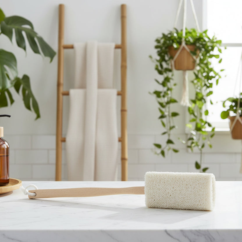 Ancient Wisdom Sustainable Hemu Wood & Loofah Long Handle Bath & Shower Brush Health & Beauty > Personal Care > Cosmetics > Bath & Body > Bath Brushes > Wooden Body Brushes emmy-jane-boutique.myshopify.com