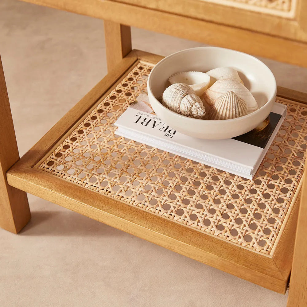 Fishe and Lilly Solid Wooden Nightstand Bali Rattan Bedside Table with 1 Drawer Furniture > Tables > Nightstands > Wooden Bedside Table > Natural Rattan Homeware > Bali Rattan Bedside Table with 1 Drawer emmy-jane-boutique.myshopify.com