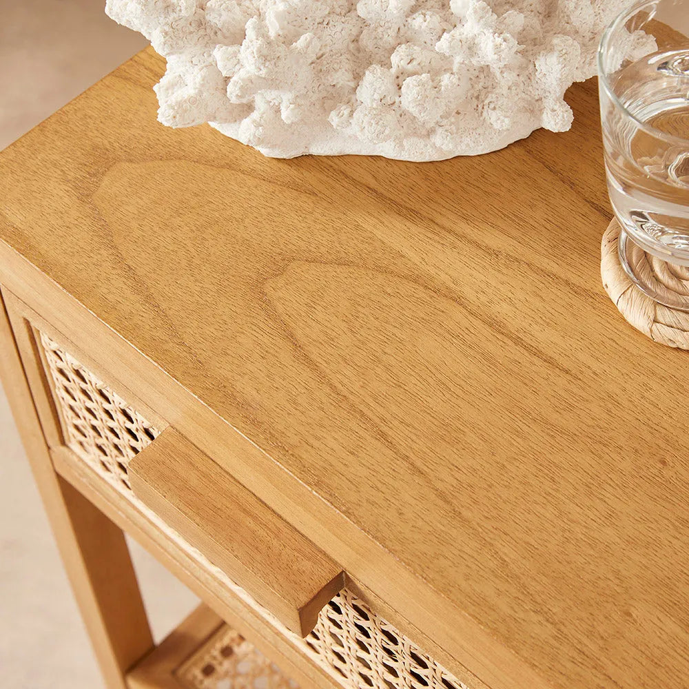 Fishe and Lilly Solid Wooden Nightstand Bali Rattan Bedside Table with 1 Drawer Furniture > Tables > Nightstands > Wooden Bedside Table > Natural Rattan Homeware > Bali Rattan Bedside Table with 1 Drawer emmy-jane-boutique.myshopify.com