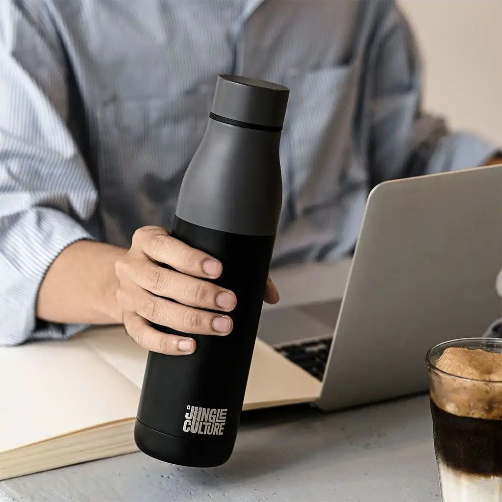 Jungle Culture Stainless Steel Water Bottle - Matt Black or White - Bottle for Life Home & Garden > Kitchen & Dining > Food & Beverage Carriers > Water Bottles > Eco-Friendly Water Bottles emmy-jane-boutique.myshopify.com