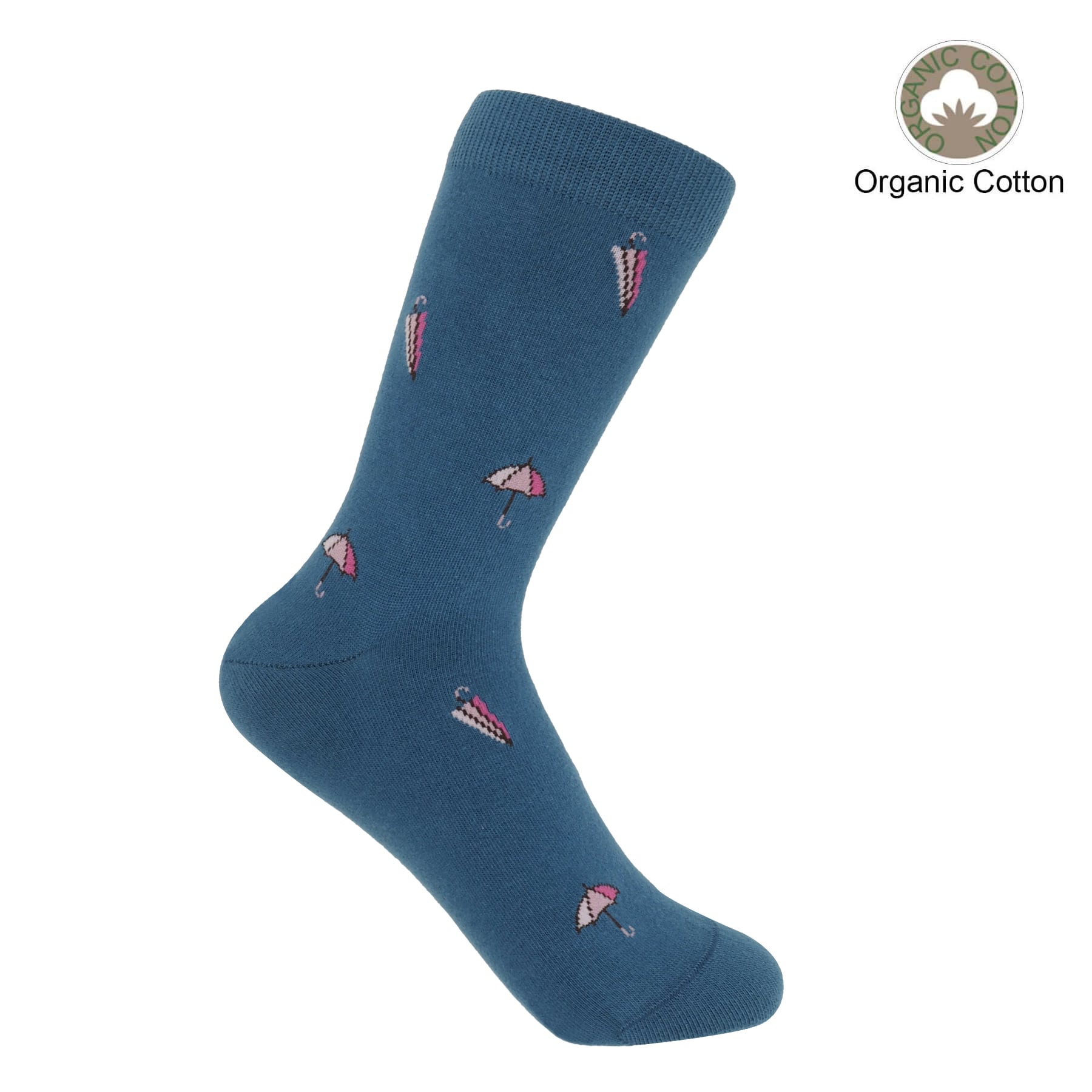 Blue Women Socks with Umbrella Pattern Luxury Cotton