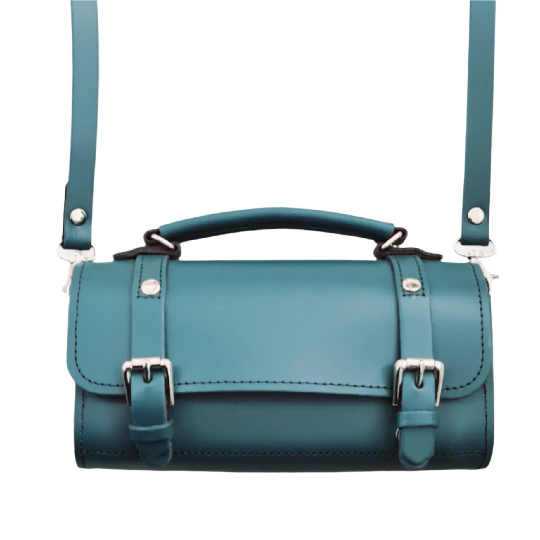 Zatchels Handmade Leather Bowler Bag - Teal Cross Body Bag emmy-jane-boutique.myshopify.com