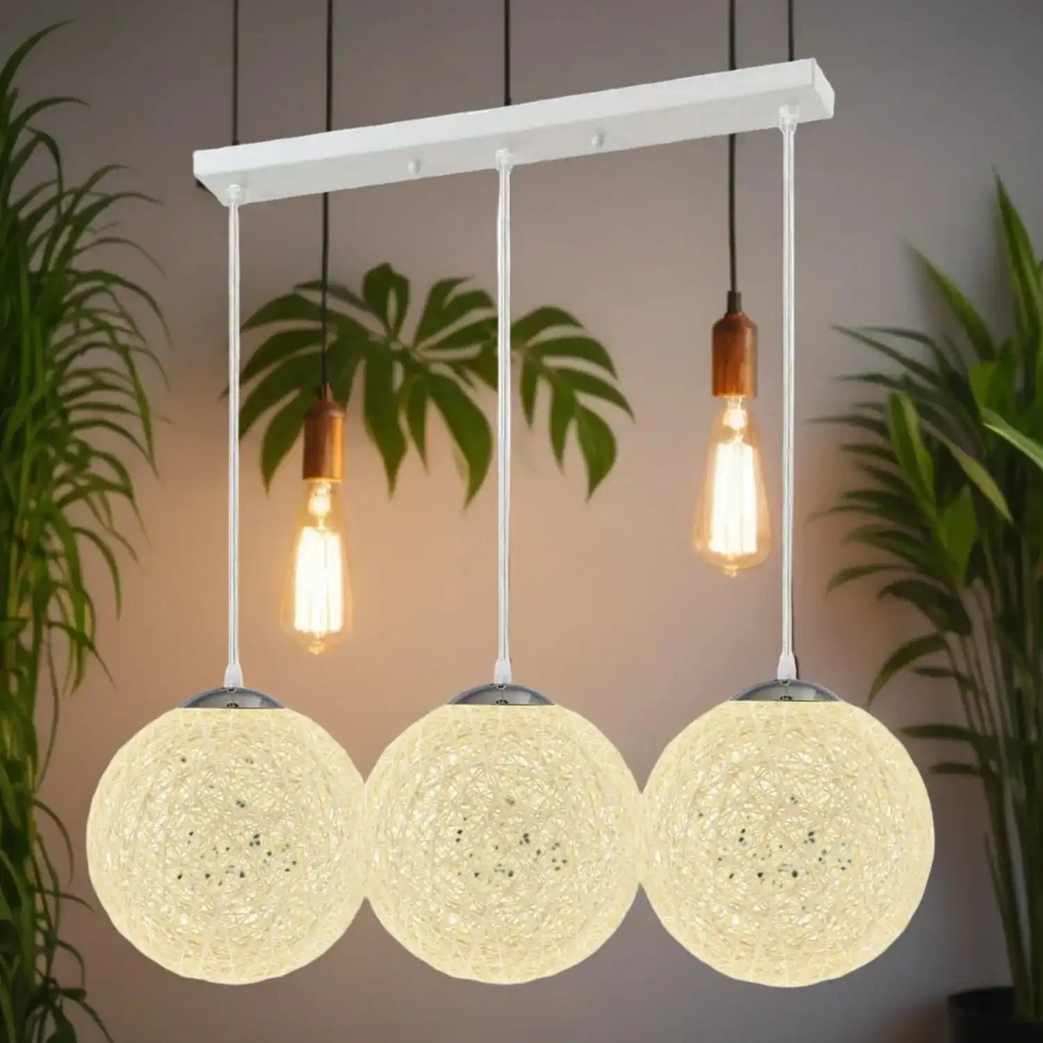 LEDSone Cream Rattan Wicker Pendant Light Hanging Decoration Lamp Home & Garden > Lighting > Lighting Fixtures > Ceiling Light Fixtures > Bamboo Ceiling Lights > Cream Ceiling Lights > Pendant Lights > Bamboo Lights emmy-jane-boutique.myshopify.com