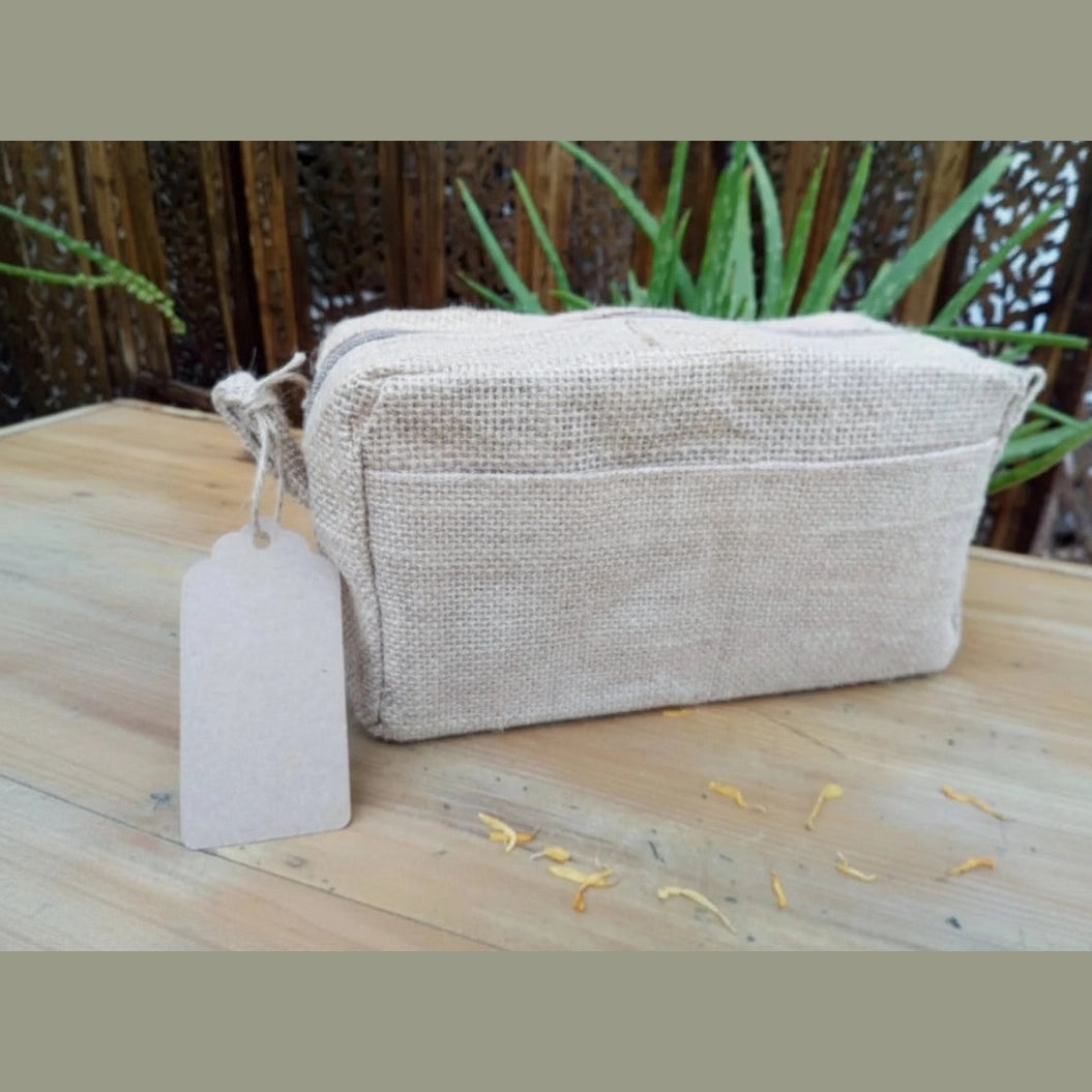 Ancient Wisdom Sustainable Jute Toiletry bags - Green Lavender or Natural Make Up Bag Luggage & Bags > Cosmetic & Toiletry Bags > Make-up & Cosmetic Bags > Natural Jute Toiletry bags emmy-jane-boutique.myshopify.com
