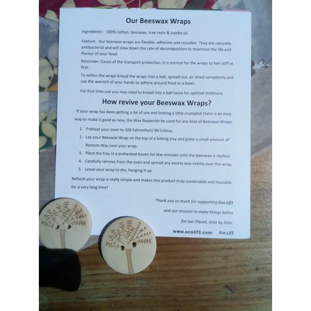 Emmy Jane Boutique Ecolif3 - Reusable Organic Beeswax Food Wraps - Pack of 4 3110 - Home & Garden > Kitchen & Dining > Food Storage > Food Wraps > Wax Wraps emmy-jane-boutique.myshopify.com