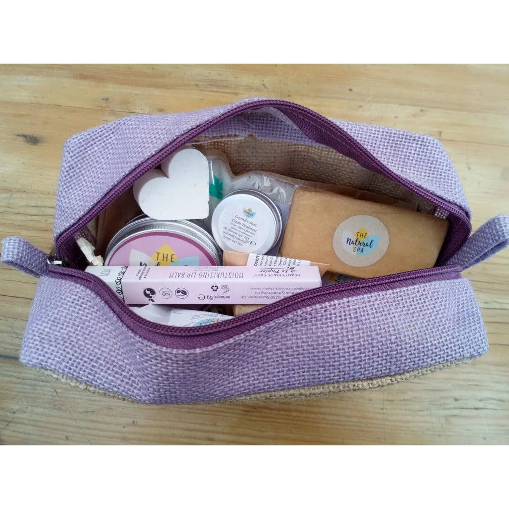 Ancient Wisdom Sustainable Jute Toiletry bags - Green Lavender or Natural Make Up Bag Luggage & Bags > Cosmetic & Toiletry Bags > Make-up & Cosmetic Bags > Natural Jute Toiletry bags emmy-jane-boutique.myshopify.com
