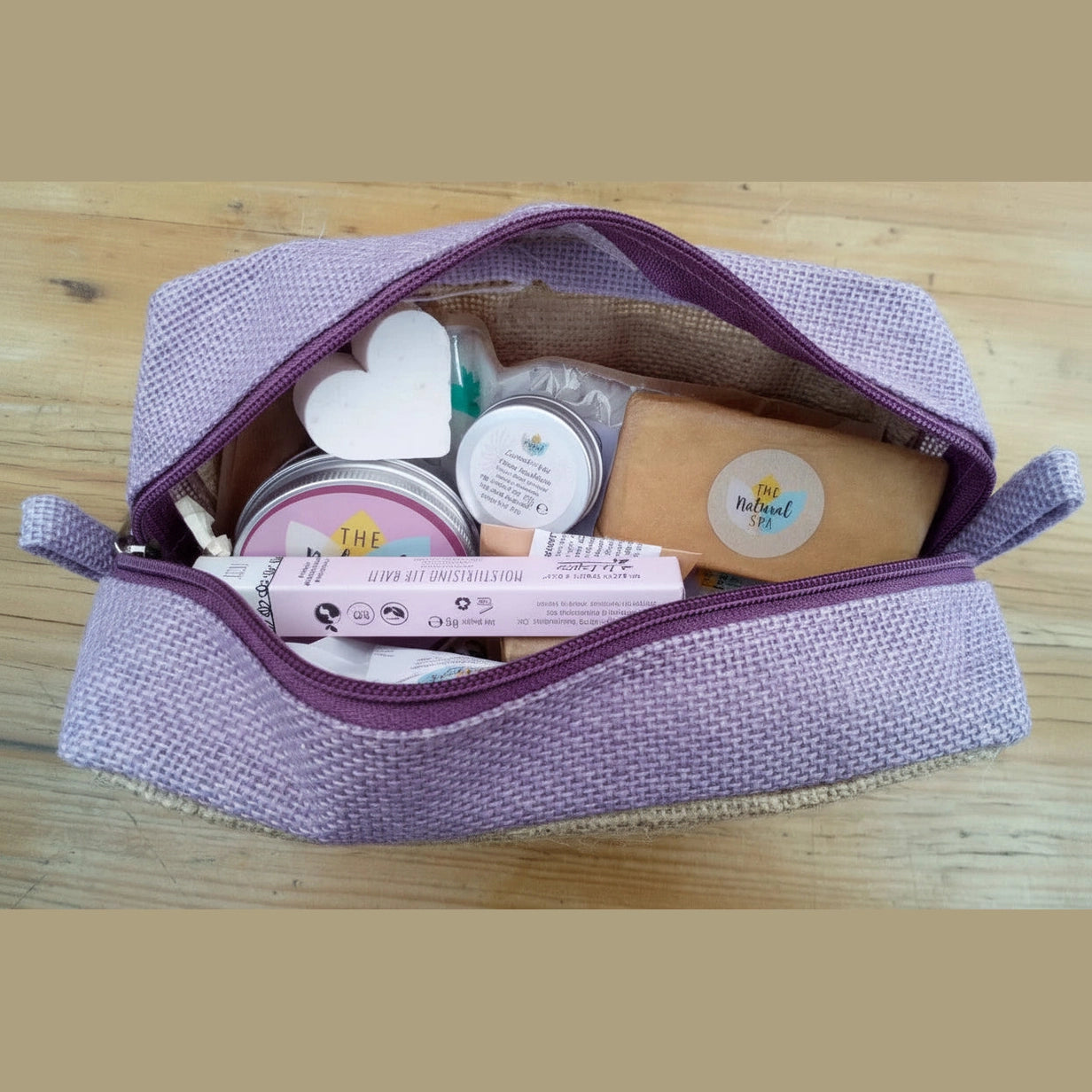 Ancient Wisdom Sustainable Jute Toiletry bags - Green Lavender or Natural Make Up Bag Luggage & Bags > Cosmetic & Toiletry Bags > Make-up & Cosmetic Bags > Natural Jute Toiletry bags emmy-jane-boutique.myshopify.com