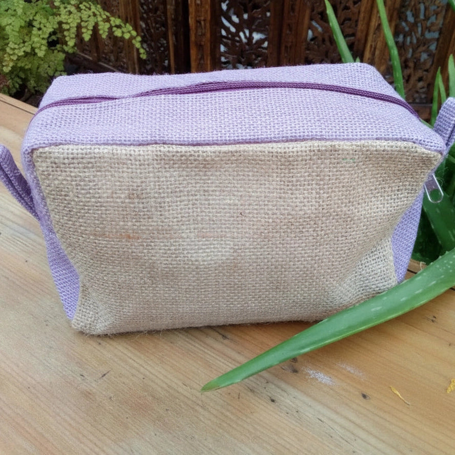 Ancient Wisdom Sustainable Jute Toiletry bags - Green Lavender or Natural Make Up Bag Luggage & Bags > Cosmetic & Toiletry Bags > Make-up & Cosmetic Bags > Natural Jute Toiletry bags emmy-jane-boutique.myshopify.com