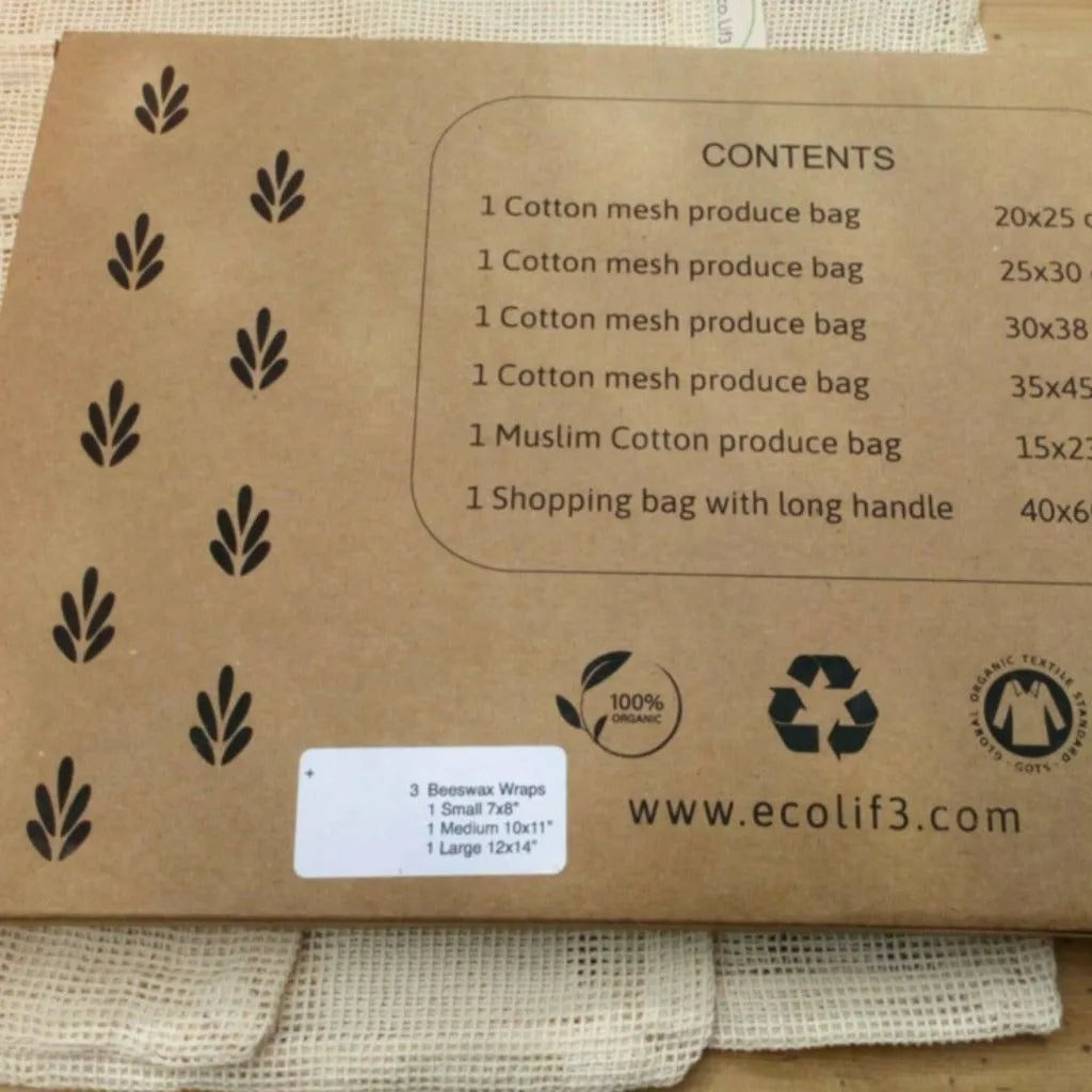 Ecolif3 Ecolif3 - Organic Beeswax Food Wrap and Bags Storage Kit - Plastic Free Home & Garden > Kitchen & Dining > Food Storage Accessories > Kitchen Storage sets > eco-friendly storage bags & wraps emmy-jane-boutique.myshopify.com