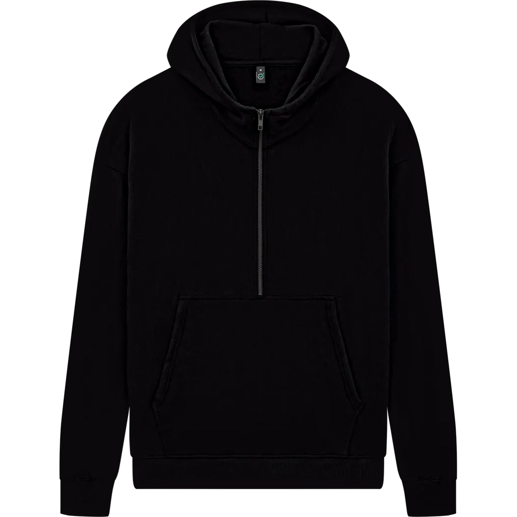 Black hoodie with a zipper on a transparent background