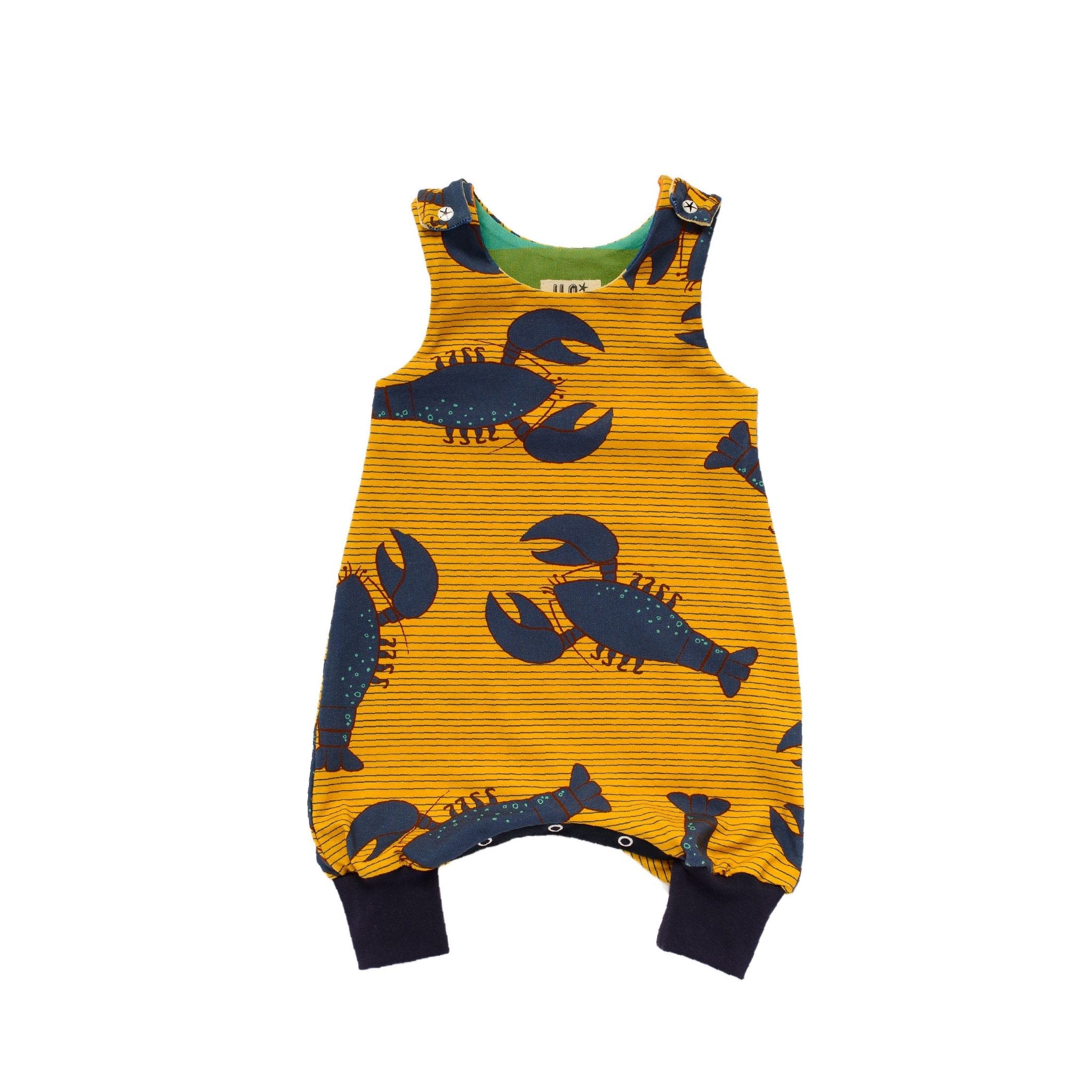 Blue Lobster Grow-With-Me Romper Dungarees