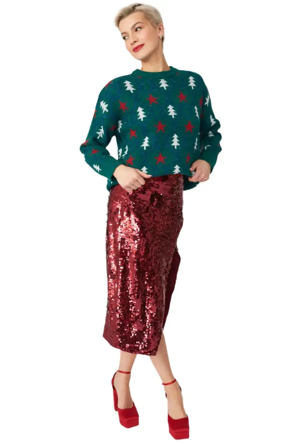 Buy Me Fur Ltd Green Cashmere and Banana Blend Christmas Jumper Apparel & Accessories > Clothing > Shirts & Tops > Jumpers > Womens Jumpers > Cashmere Jumpers > Christmas Jumpers > Luxury Christmas Jumpers emmy-jane-boutique.myshopify.com