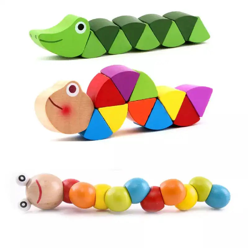 Emmy Jane Colorful Wooden Worm Puzzles Baby & Toddler > Baby Toys & Activity Equipment > Baby Activity Toys > Wooden Toys For Toddlers > Rainbow Stack Towers and Worm Puzzles emmy-jane-boutique.myshopify.com
