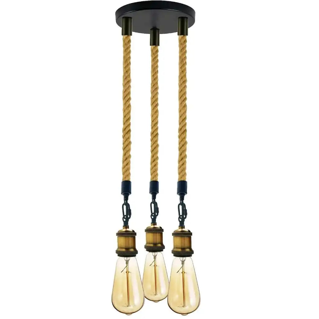 LEDSone Hemp Rope 3 Head Pendant Ceiling Light Retro Light Fixture Home & Garden > Lighting > Lighting Fixtures > Ceiling Light Fixtures > Ceiling Lights > Pendant Lights > Hemp Rope Lights emmy-jane-boutique.myshopify.com