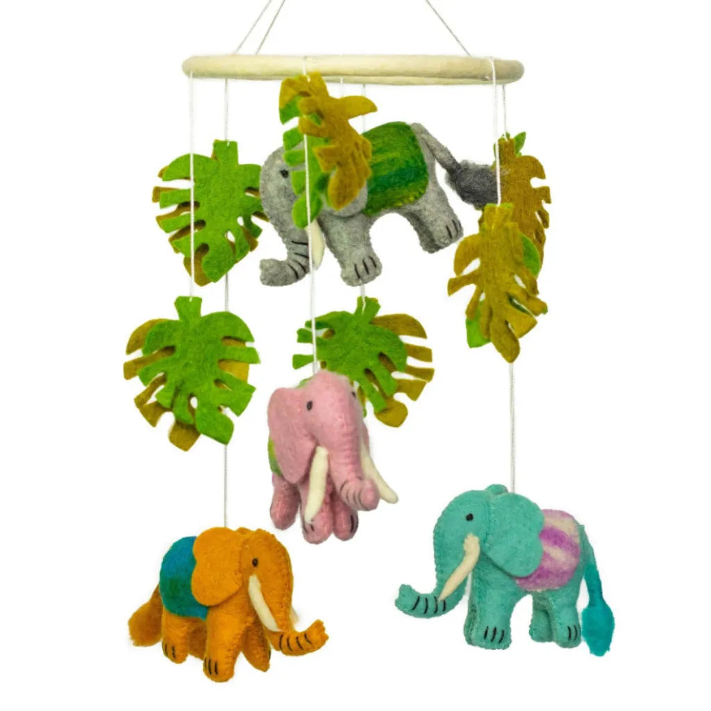 Ancient Wisdom Handmade Felt Mobile - Elephant Jungle - Ethically Made & Sustainably Sourced Baby & Toddler > Baby Toys & Activity Equipment > Baby Mobiles > Handmade Felt Mobiles emmy-jane-boutique.myshopify.com