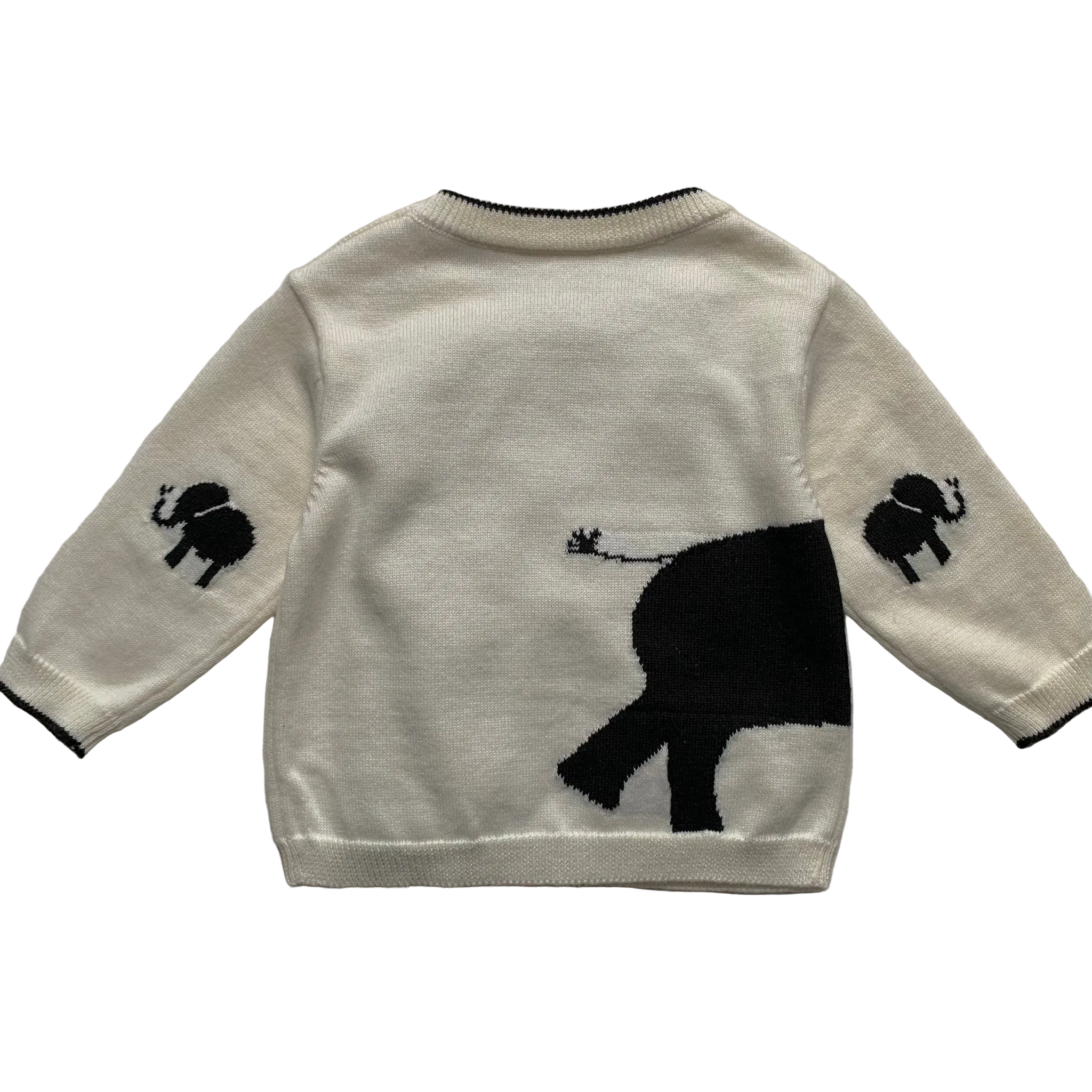 Children's sweater with elephant design on a white background