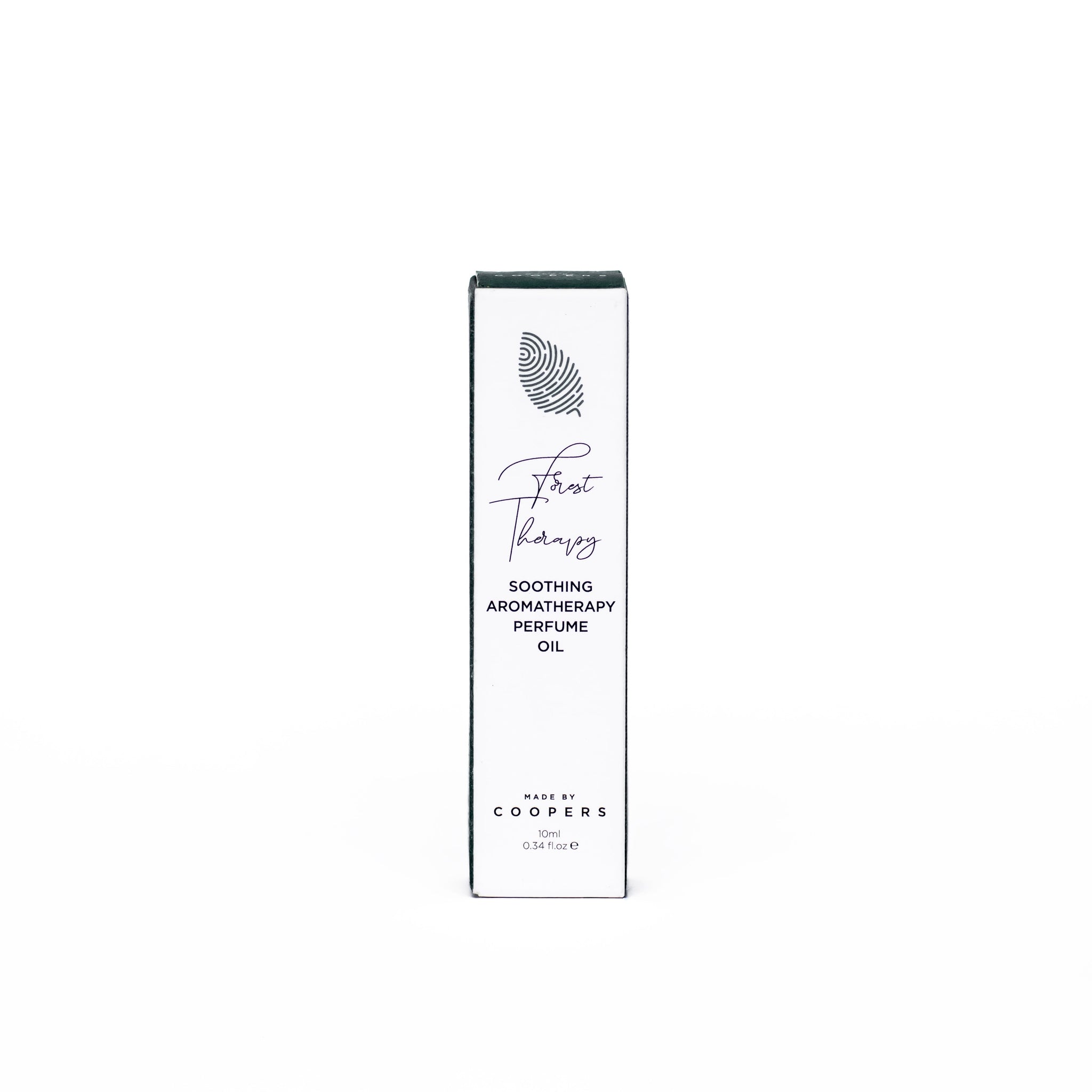 Perfume oil packaging with brand name on a white background