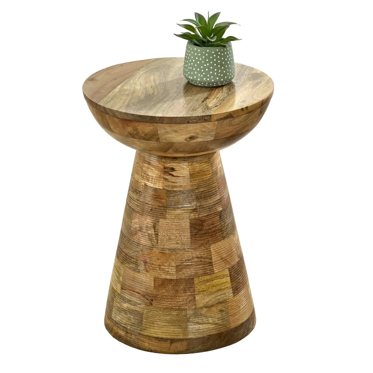 Verty Furniture Merlin Mango Wooden Round Side Table Mushroom Style