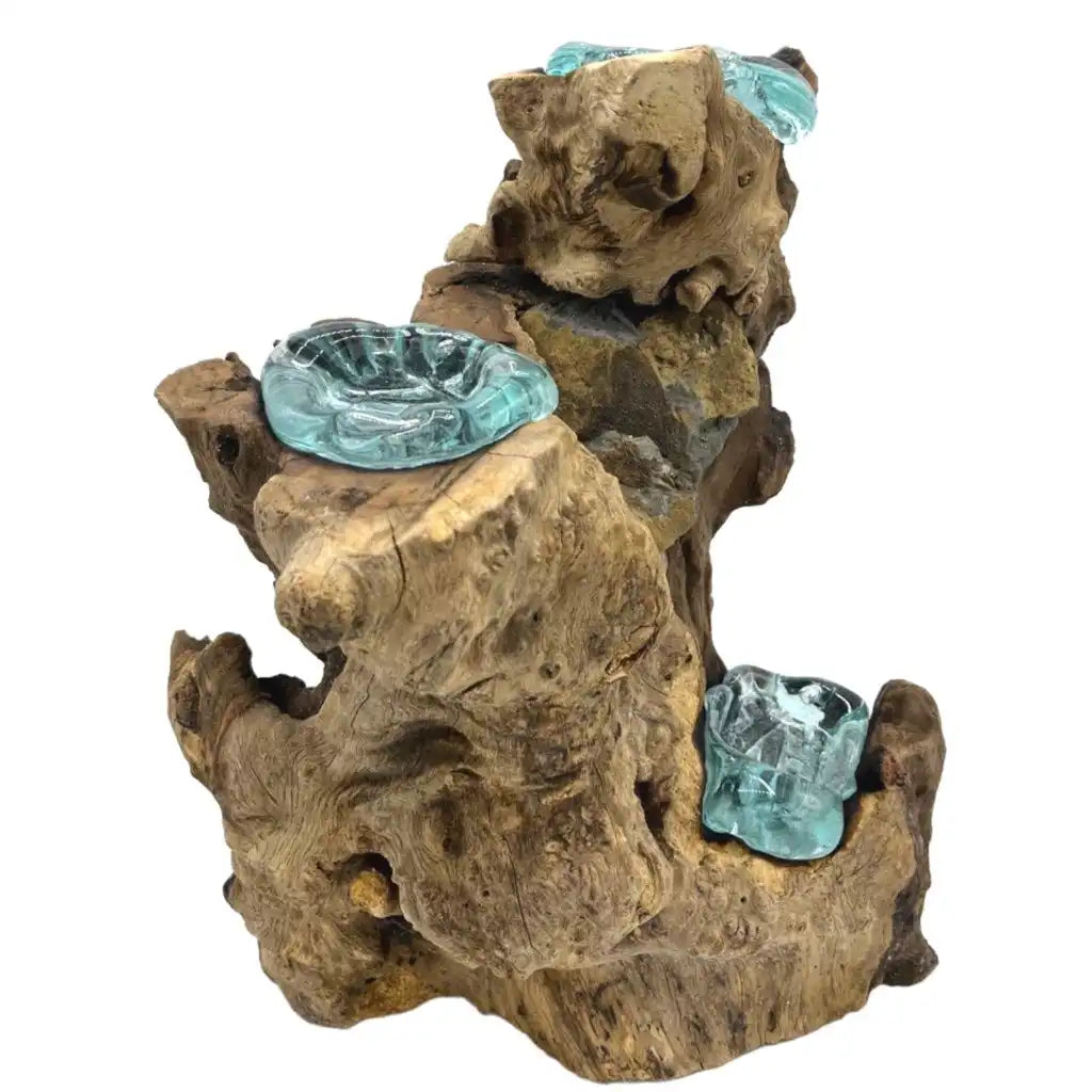 Ancient Wisdom Candle Holder Handmade Tealight Holder - Recycled Molton Glass on Gamel Wood Home & Garden > Decor > Home Fragrance Accessories > Candle Holders emmy-jane-boutique.myshopify.com