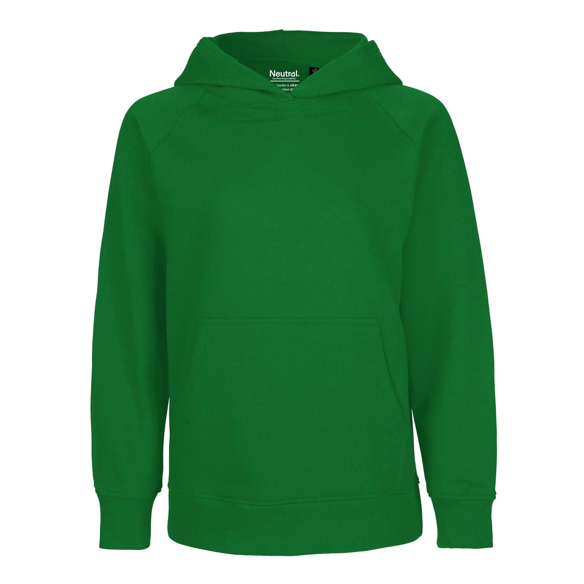 Green hoodie on a white background