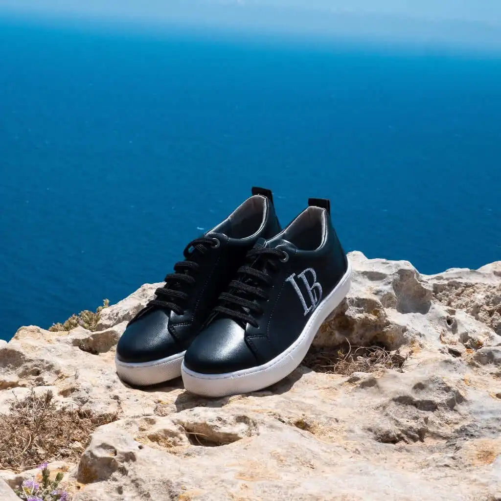 LaBante London Vegan Leather Trainers - LB Black Apple Leather Sneakers for Women Apparel & Accessories > Shoes > Womens Sneakers > Vegan Leather Trainers > LB Black Apple Leather Sneakers for Women emmy-jane-boutique.myshopify.com
