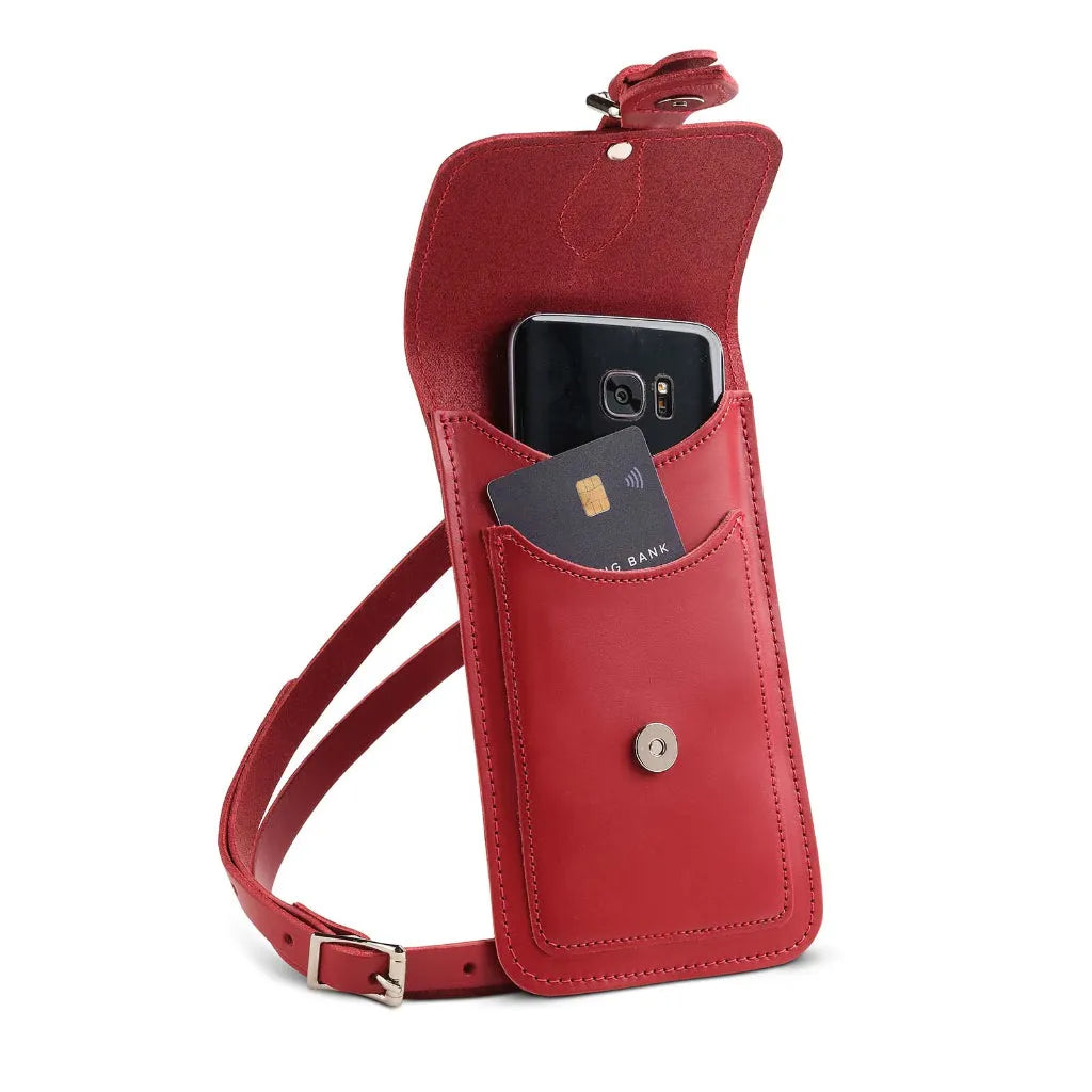 Zatchels Handmade Leather Mobile Phone Pouch Plus - Red Phone Bag phone pouch emmy-jane-boutique.myshopify.com