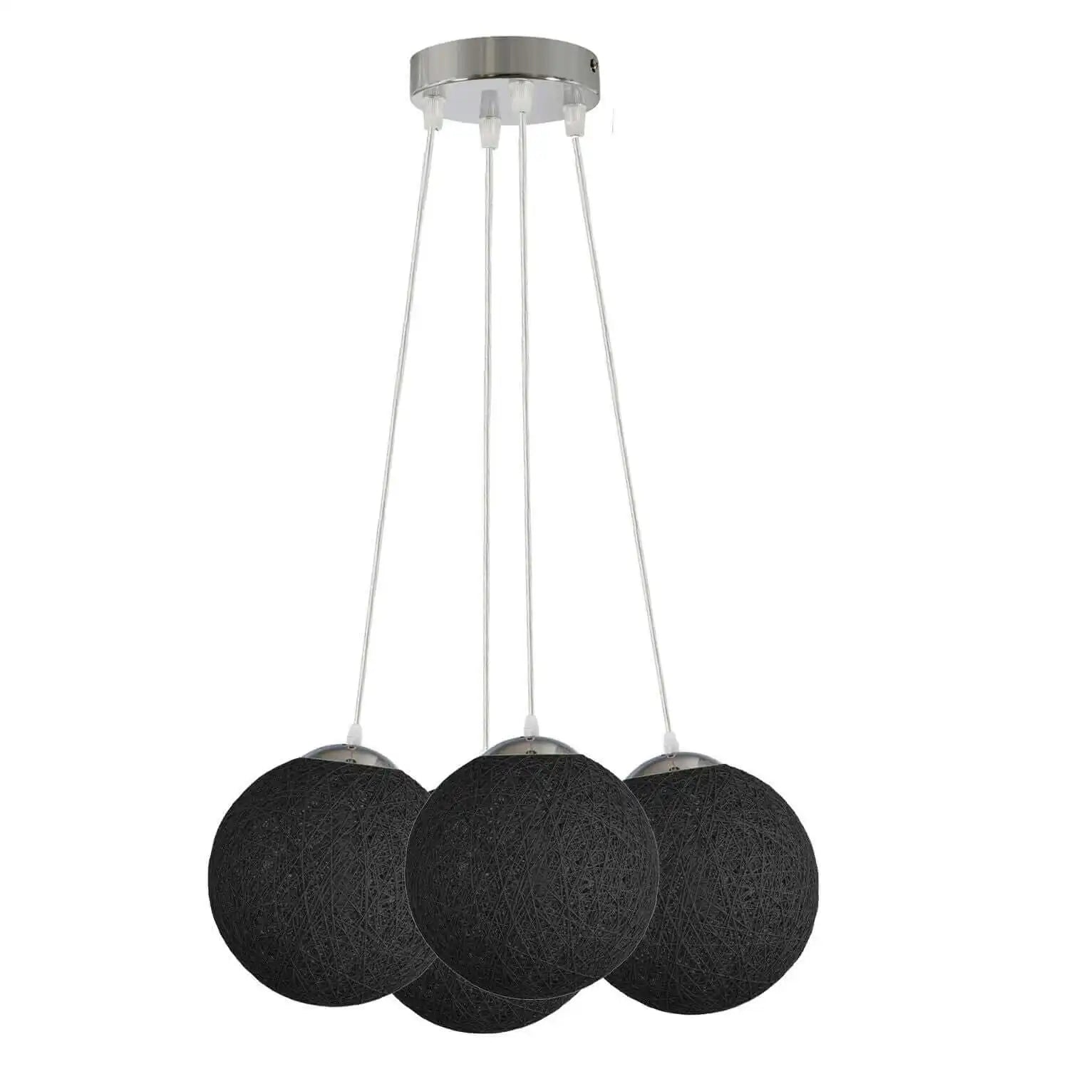 LEDSone Black Rattan Wicker Woven Ball Globe Pendant Lampshade Four Outlet~1827 Home & Garden > Lighting > Lighting Fixtures > Ceiling Light Fixtures emmy-jane-boutique.myshopify.com