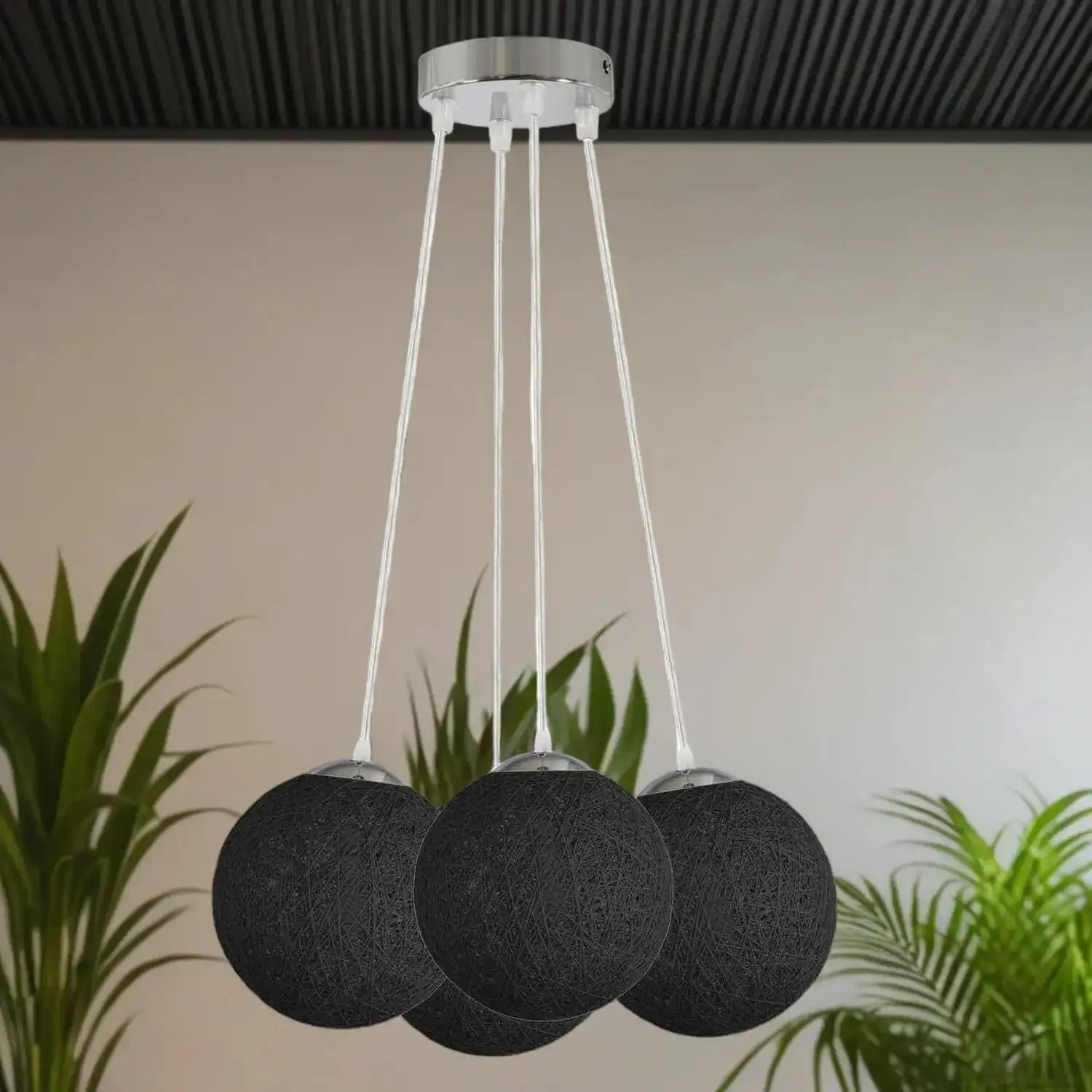 LEDSone Black Rattan Wicker Woven Ball Globe Pendant Lampshade Four Outlet~1827 Home & Garden > Lighting > Lighting Fixtures > Ceiling Light Fixtures emmy-jane-boutique.myshopify.com