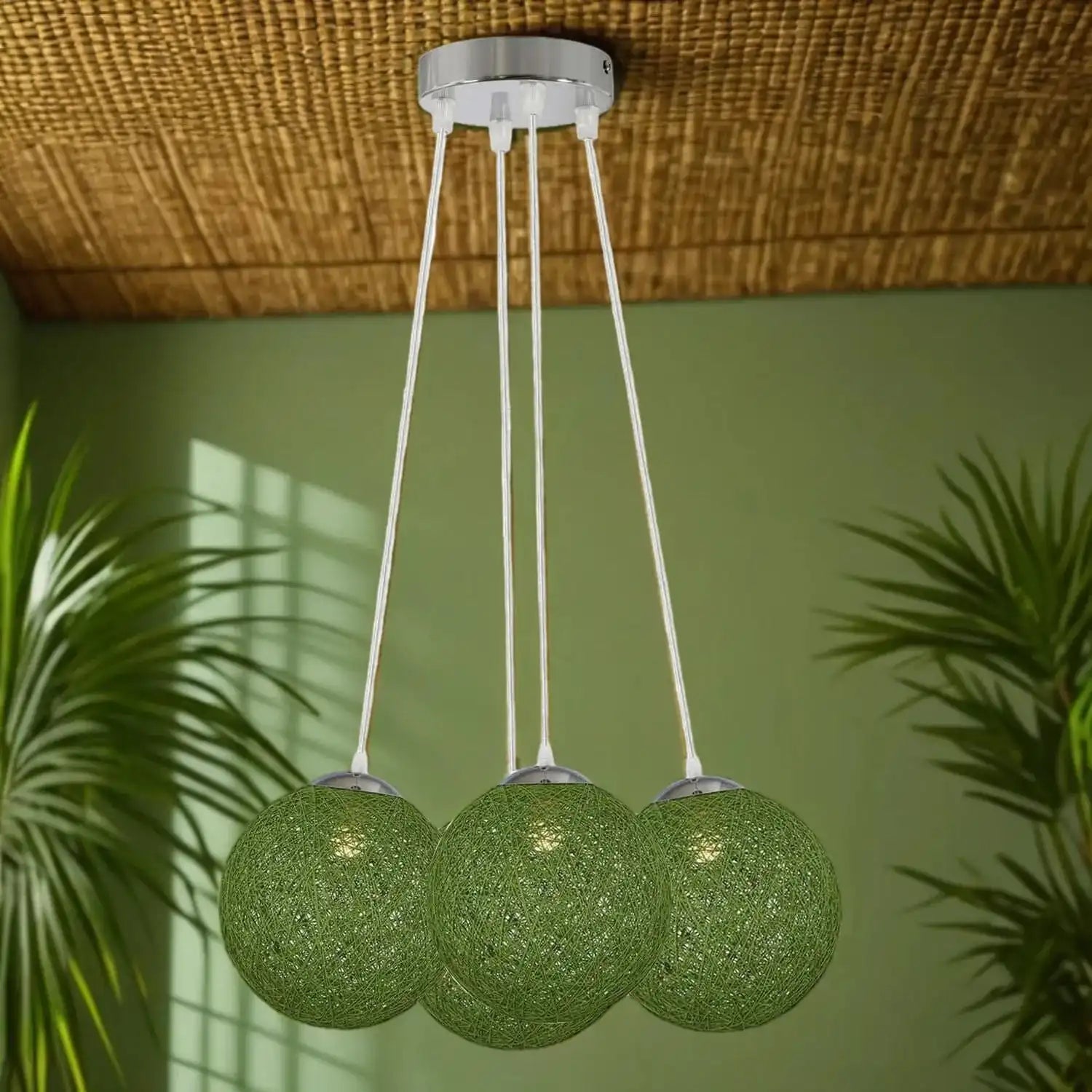 LEDSone Green Rattan Wicker Woven Ball Globe Pendant Lampshade Four Outlet Home & Garden > Lighting > Lighting Fixtures > Ceiling Light Fixtures emmy-jane-boutique.myshopify.com