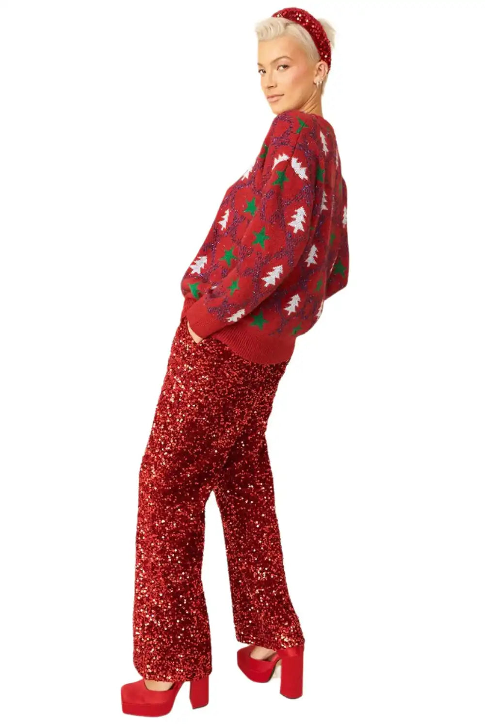 Buy Me Fur Ltd Red Cashmere and Banana Blend Christmas Jumper Apparel & Accessories > Clothing > Shirts & Tops > Jumpers > Womens Jumpers > Cashmere Jumpers > Christmas Jumpers > Luxury Christmas Jumpers emmy-jane-boutique.myshopify.com