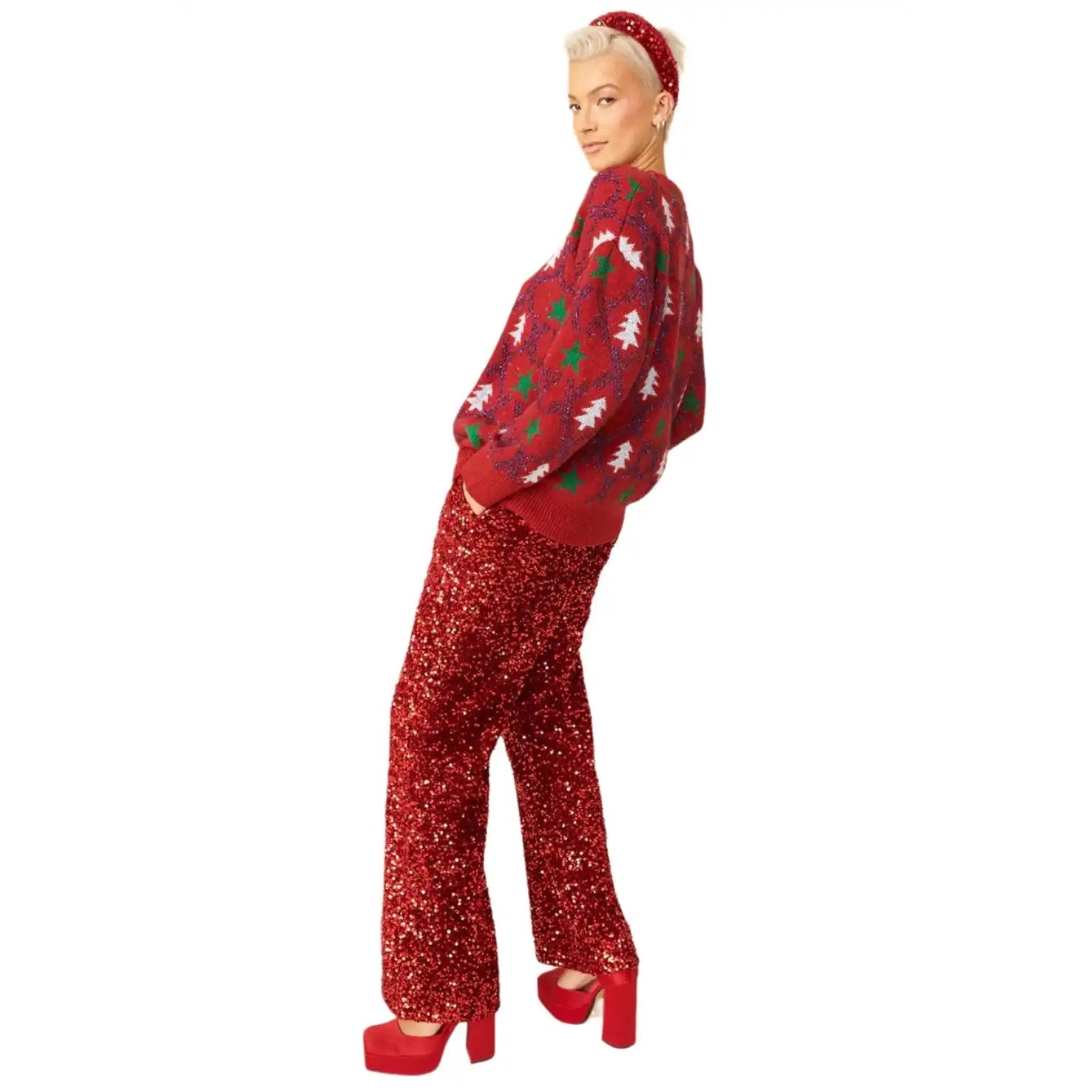 Buy Me Fur Ltd Red Cashmere and Banana Blend Christmas Jumper Apparel & Accessories > Clothing > Shirts & Tops > Jumpers > Womens Jumpers > Cashmere Jumpers > Christmas Jumpers > Luxury Christmas Jumpers emmy-jane-boutique.myshopify.com