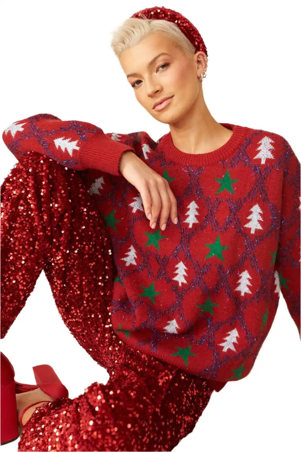 Buy Me Fur Ltd Red Cashmere and Banana Blend Christmas Jumper Apparel & Accessories > Clothing > Shirts & Tops > Jumpers > Womens Jumpers > Cashmere Jumpers > Christmas Jumpers > Luxury Christmas Jumpers emmy-jane-boutique.myshopify.com