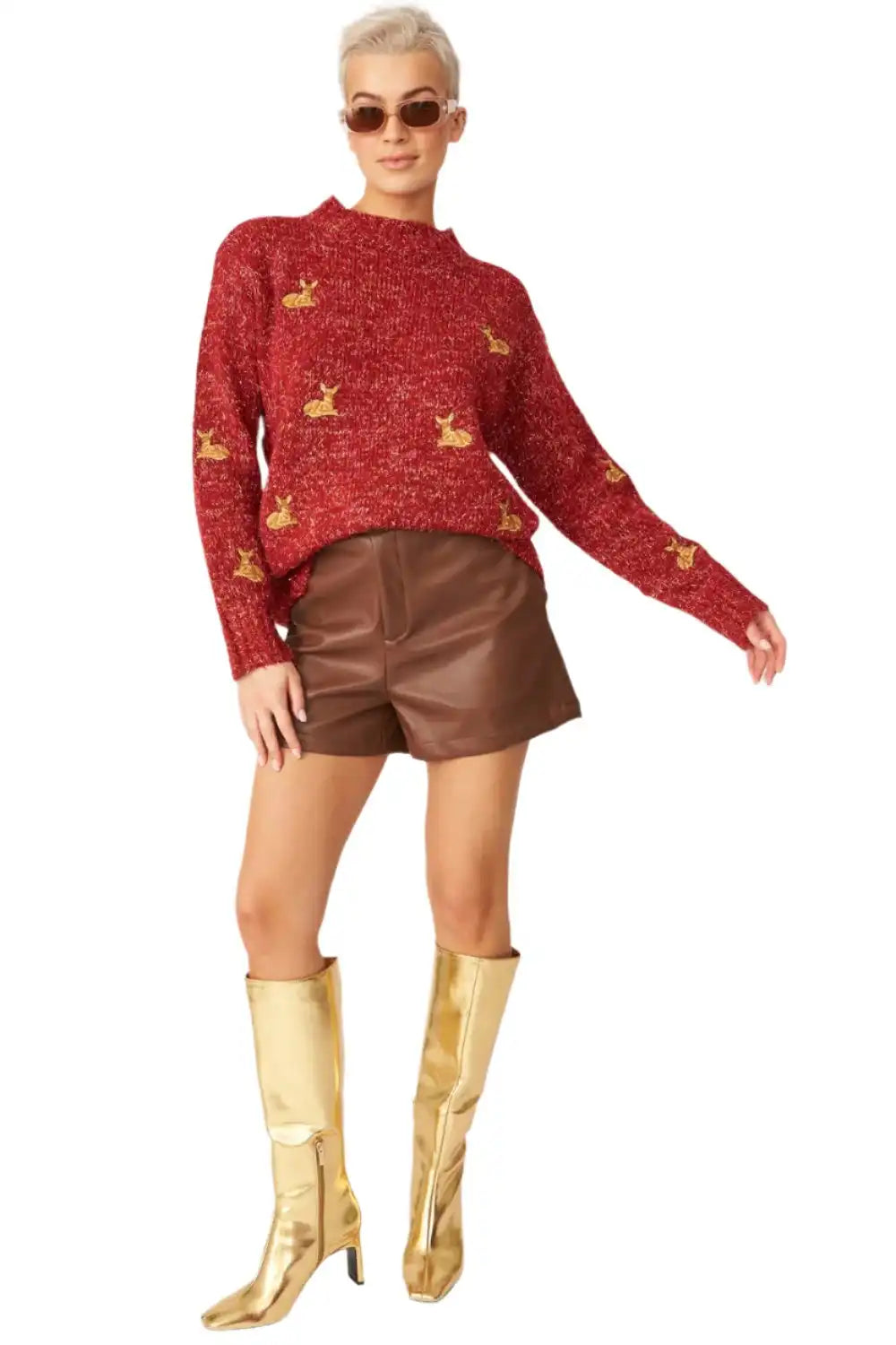 Buy Me Fur Ltd Christmas Jumper with Red Glitter Deer Embroidery Apparel & Accessories > Clothing > Shirts & Tops > Jumpers > Womens Jumpers > Cashmere Jumpers > Christmas Jumpers > Luxury Christmas Jumpers emmy-jane-boutique.myshopify.com